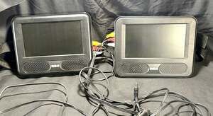 🚨 Dual Screen RCA 7" Portable DVD Player For Car DRC69707E / Power Supply 📀